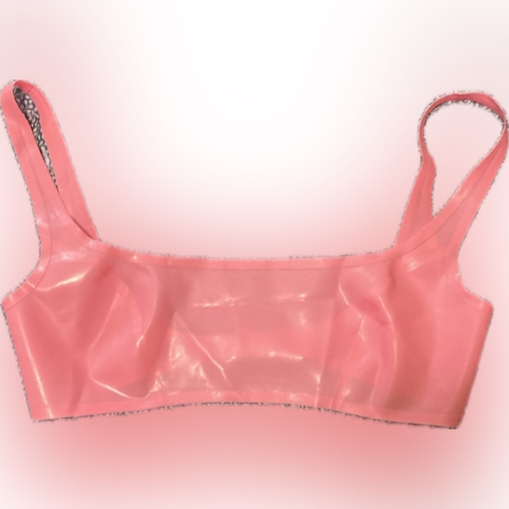 SKIMS LATEX SCOOP NECK BRALETTE IN NEON rose NEW sizeS